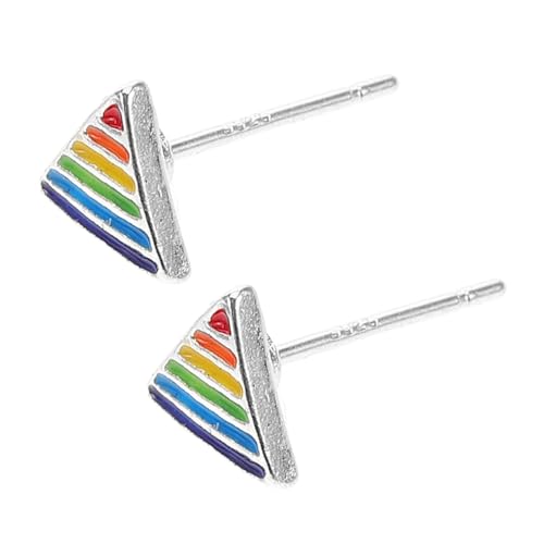 ANDRESLAD Ohrstecker Dreieck Regenbogen Design Unisex Ohrschmuck Kleine Langlebige Ohrdekoration für Damen und Herren Einfache Ohrringe für Mehrere Ohrlöcher von ANDRESLAD