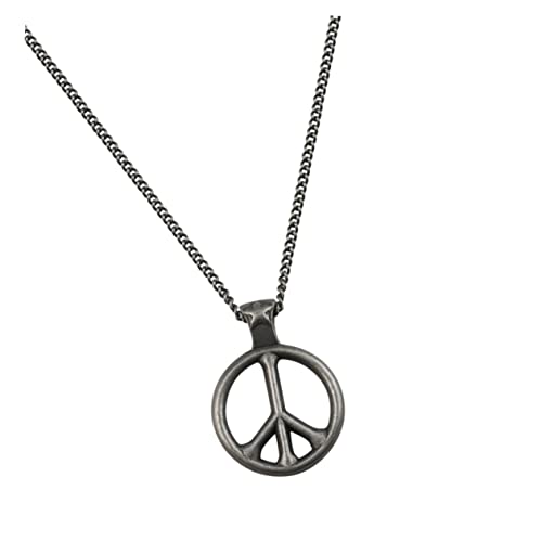 ANDRESLAD Peace Sign Halskette Retro Stil Langlebigem Titanstahl Modisches Schwarzes Schmuckstück Leicht und Komfortabel zur Graduation für Besondere Anlässe von ANDRESLAD
