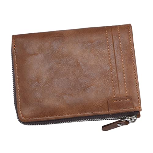 ANDRESLAD RFID Blocking Geldbörse Für Herren Kurze Geldbörse Mit Reißverschluss Multi-Karten Organizer Braun Für Büro Und Alltag von ANDRESLAD