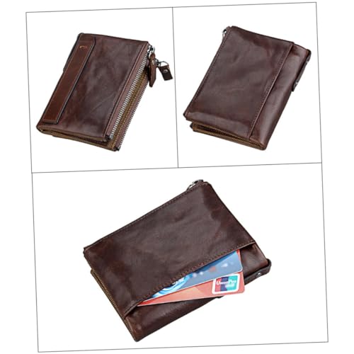 ANDRESLAD 1stück RFID Blockierende Leder Geldbörse Für Herren Multifunktionale Reißverschluss-Brieftasche Kurze Geldbörse Braun Sicherer Schutz Für Karten Und Bargeld von ANDRESLAD