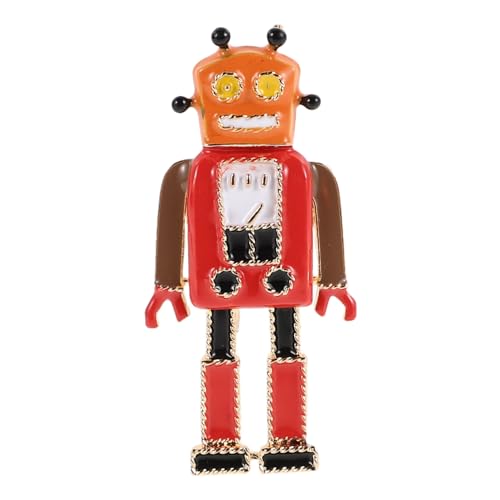 ANDRESLAD Retro Roboter Brosche aus Robustem Legierungsmetall Dekorative Anstecknadel für Herrenjacken Formelle Kleidung und Rucksack Zubehör Einzigartiges Vintage Design in Weinrot von ANDRESLAD