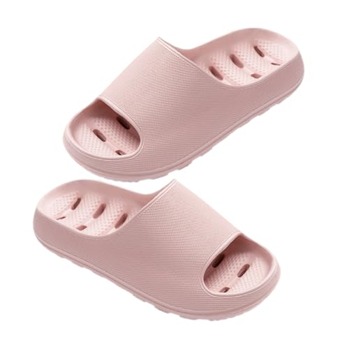 ANDRESLAD Rutschfeste PVC Badeschuhe Damen Sommer Hausschuhe Atmungsaktive Spa Gäste Slipper für Hotel Innen Außen Rosa Komfortable Leichte Langlebige Pantoletten für Wohnzimmer und Reise von ANDRESLAD