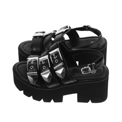 ANDRESLAD Schicke Damen Sandalen Open Toe mit Hohem Plateauabsatz Modische Freizeit sommerschuhe für Frühling und Sommer Komfortabel und Stilvoll Schwarz von ANDRESLAD