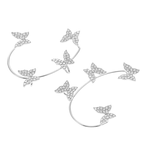 ANDRESLAD Schmetterling Ohrclips Damen Ohrringe Ohrloch Silberfarbene Ohrklemmen mit Lebendigem Design Langlebig und Einfach Anzulegen für Frauen zu Festen und Alltag von ANDRESLAD