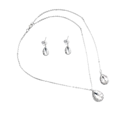 ANDRESLAD Silberne Brautschmuck Set Damen mit Quaste Halskette und Ohrringe Elegantes Back Chain Design für Hochzeit Party Modischer Schmuck für Frauen von ANDRESLAD