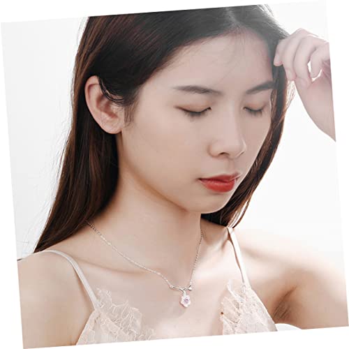 ANDRESLAD Silberne Clavicle Kette mit Funkelndem Kirschblüten Anhänger aus Kupfer Damen Halskette Verstellbar zum Muttertag Geburtstag und Valentinstag von ANDRESLAD