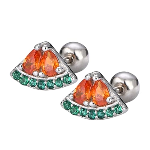 ANDRESLAD Silberohrringe Damen Ohrstecker mit Wassermelonen Design Sterlingsilber Bunte Frucht ohrringe Modisch Langlebig Eleganter Schmuck für Frauen Vielseitig Kombinierbar von ANDRESLAD