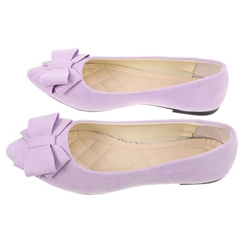 ANDRESLAD Spitze Flache Hochzeitsschuhe Damen Ballerinas mit Schleife Brautschuh Flats für Arbeit Feierlichkeiten und Festliche Anlässe Modisch und Leicht Anzuziehen von ANDRESLAD
