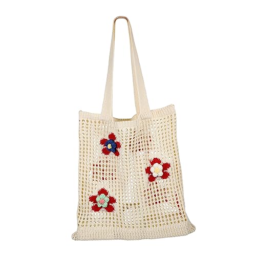 ANDRESLAD Strandtasche Damen Gewebte Schultertasche Hochwertigem Material mit Großem Fassungsvermögen für Strand Picknick und Einkäufe Schicke Handgehäkelte Tote Bag mit Mesh Design von ANDRESLAD
