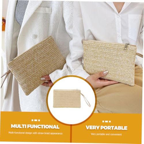 ANDRESLAD Strohbogen Geldbörse Klein Münzfach Damen Portemonnaie Handgefertigt Vielseitig Tragbar Passend für Reisen Alltag von ANDRESLAD