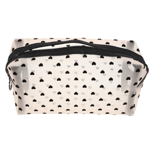 ANDRESLAD Toiletry Organizer Reisebeutel mit Herz Design Leichter Robuster Mesh kulturbeutel für Damen Tragbare Kosmetiktasche mit Großer Kapazität für Reisen und Badezimmeraufbewahrung von ANDRESLAD