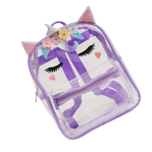 ANDRESLAD Transparenter Einhorn-Rucksack Für Mädchen Durchsichtiger Rucksack Mit Cartoon-Einhorn Süße Büchertasche Für Junge Mädchen Genug Für Schreibwaren Und Bücher von ANDRESLAD