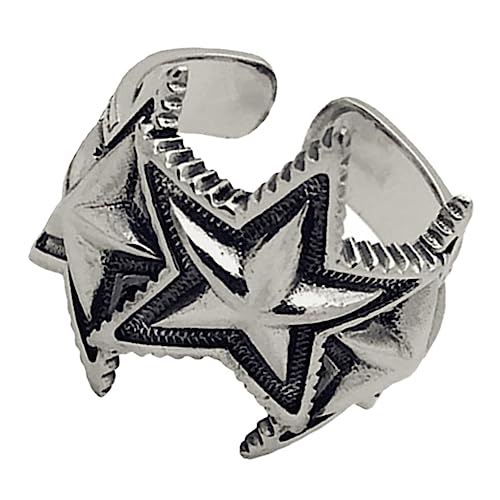 ANDRESLAD Verstellbarer Herren Fingerring mit Fünf Punkte Stern Retro Offener Ring Stylisches Schmuckstück für Festivals und Alltag von ANDRESLAD