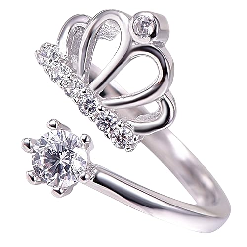 ANDRESLAD Offener Kronenring Verstellbar Kristallring Strassring Damenring Für Abendpartys Alltag Hochzeiten Cocktail Bars Clubs von ANDRESLAD