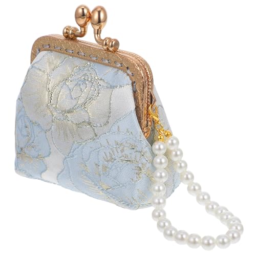 ANDRESLAD Vintage Handtasche Mit Blumenstickerei Und Kunstperlen Eleganter Abend-Clutch Für Damen Für Hochzeiten Und Teepartys Münz-Portemonnaie von ANDRESLAD