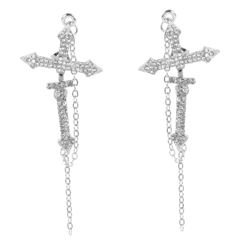 ANDRESLAD Vintage Unisex Ohrstecker mit Kreuz Design Stilvolle Ohrschmuck mit Funkelnden Strasssteinen Robuster Legierung und Langlebig für Alltag und Besondere Anlässe Geeignet von ANDRESLAD