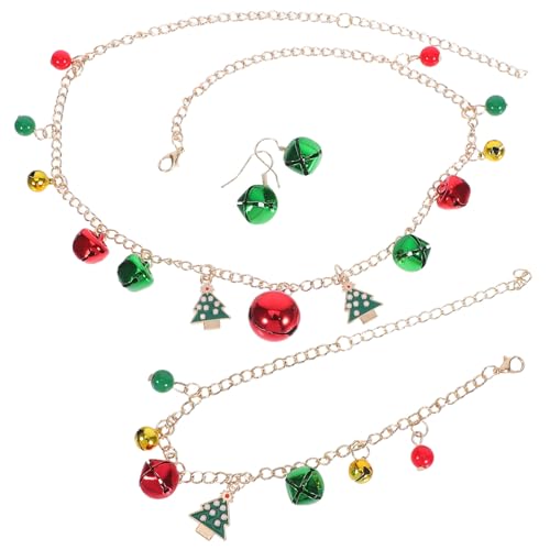 ANDRESLAD Weihnachtsschmuck Set Damen Weihnachtsglocken Anhänger Halskette Armband Ohrringe Hypoallergen Leicht Weihnachtsfeier Geschenk von ANDRESLAD