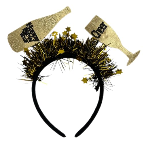 ANDRESLAD neues jahr stirnband chinesische neujahrsstirnbänder Kopfschmuck für Silvester new year decoration neujahrsdeko Stern Stirnbänder für Frauen Neujahrsparty-Stirnband Stoff Golden von ANDRESLAD
