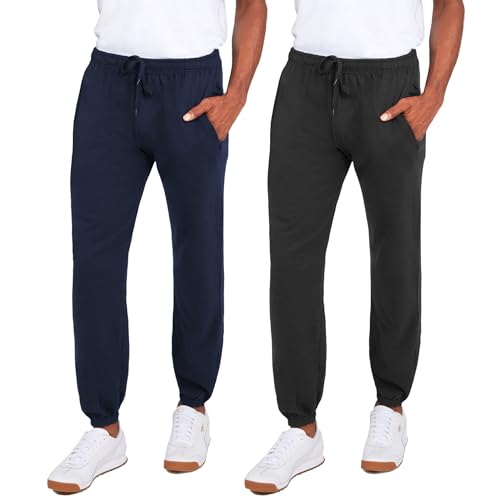 Andrew Scott Fleece-Jogginghose für Herren, Multipack, athletische Sweathose mit lockerer Passform für Workout, Laufen, Training, 2er-Pack, Marineblau/Anthrazit, Groß von ANDREW SCOTT