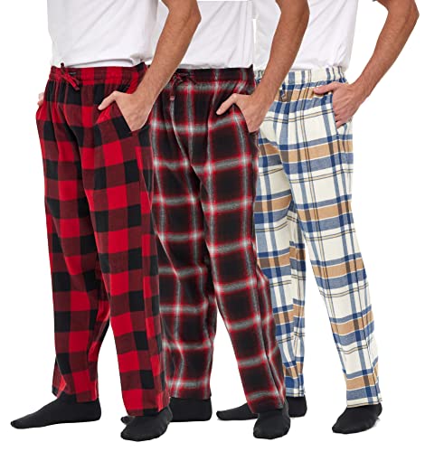 ANDREW SCOTT Herren 3Er-Pack Baumwolle Flanell Fleece Pinsel Pyjama Schlafen & Lounge Hosen Medium 3er-Pack - klassischen Flanell sortiert Plaids von ANDREW SCOTT