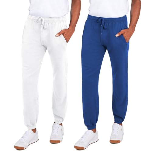 Andrew Scott Fleece-Jogginghose für Herren, Multipack, athletische Sweathose mit lockerer Passform für Workout, Laufen, Training, 2er-Pack – Königsblau/Weiß, Groß von ANDREW SCOTT