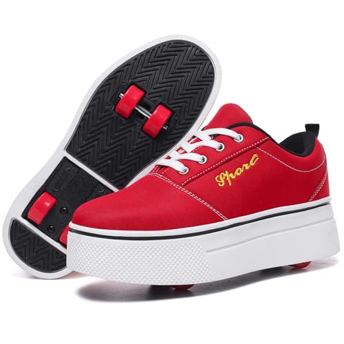 ANEFUN Kinder Rollschuhe Mädchen Jungen Skateboardschuhe Abnehmbare 4 Räder Stilvoll langlebig | Bequem | Spaß Sneakers von ANEFUN