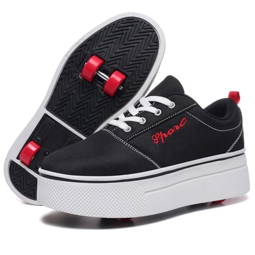 ANEFUN Kinder Rollschuhe Mädchen Jungen Skateboardschuhe Abnehmbare 4 Räder Stilvoll langlebig | Bequem | Spaß Sneakers von ANEFUN