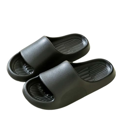 ANEIDA Hausschuhe Badeschuhe Unisex, Pantoffeln Badeschlappen Super Weich rutschfeste Unisex Strand Sandalen Indoor Slippers Dicke Sohle Duschsandale(Size:EU 46-47,Color:Schwarz) von ANEIDA