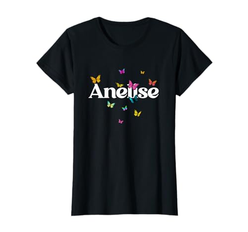 ANELISE - Schöner Mädchen Name mit bunten Schmetterlingen T-Shirt von ANELISE Tochter Enkel Geburtstag Geschenkideen