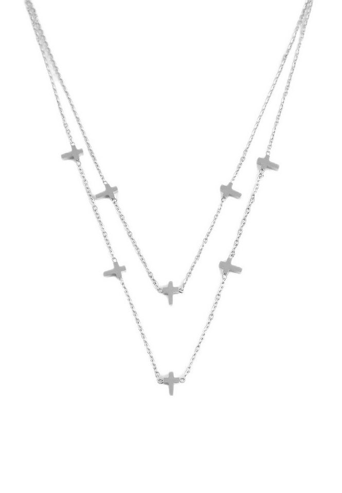 ANELY Kette mit Anhänger Feine Layer Halskette Edelstahl Kreuz Anhänger (1-tlg), 2973 in Silber von ANELY