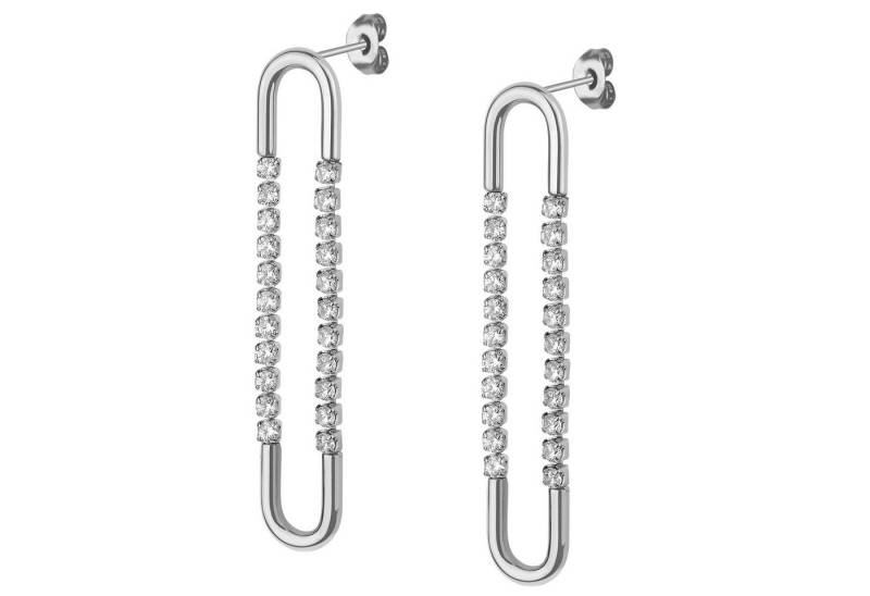 ANELY Paar Ohrstecker Gebogene Form mit funkelndem Design, ca. 5 cm lang (modisch, 2-tlg., Casualmode), 9062 in Silber von ANELY
