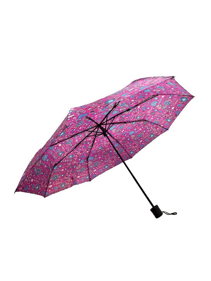 ANELY Taschenregenschirm Kleiner Regenschirm Paris Gemustert Taschenschirm, 6746 in Pink von ANELY