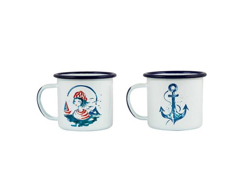 ANEMOSS Rasiermug Anemoss Marine Collection Sailor Girl & Anchor Tassen 2er Set, 350 ml von ANEMOSS