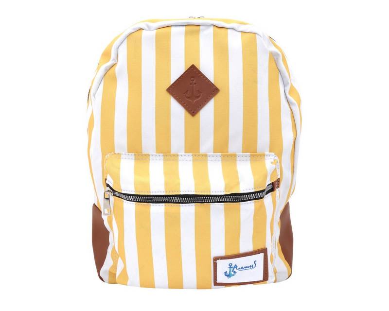 ANEMOSS Rucksack Anemoss Marine Collection Canvas Rucksack mit gelb-weißen Streifen von ANEMOSS