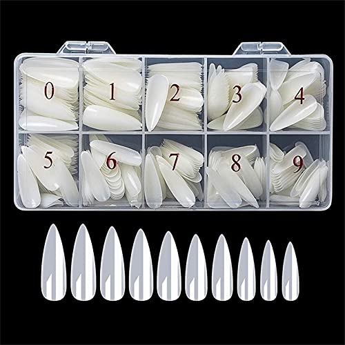 500 Stück Acryl Künstlich Nagelspitzen Boxed Mandelförmig Falsche Nagel Fake Fingernägel Natürliche Nail Tips für Damen Nageldesign DIY,Nagelstudios,10 Größen von ANEWISH