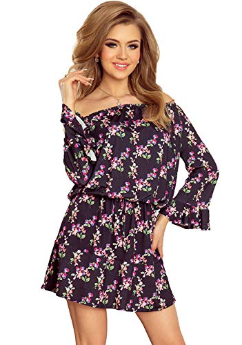 ANEWISH Sommerkleid Damen Sommer trägerlose sexy ausgestellte Ärmel Blumen Kurzes Kleid Elegant von ANEWISH