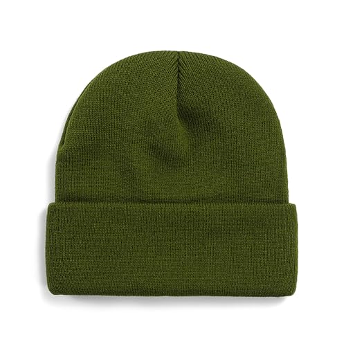 ANEWISH Unisex Warme Beanie Strickmütze,Wintermütze für Damen und Herren,Feinstrick Mütze,Doppelt Gestrickt Bunte Hüte - Grün von ANEWISH