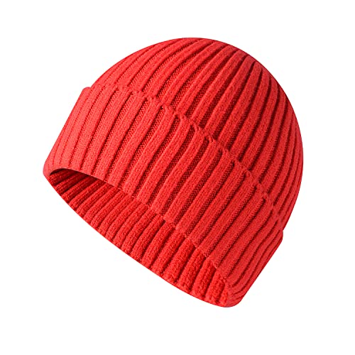 ANEWISH Unisex Warme Beanie Strickmütze,Wintermütze für Herren und Damen,Feinstrick Mütze, Weich und Dick,Bunte Skimütze Radfahrer Mütze - Rot von ANEWISH