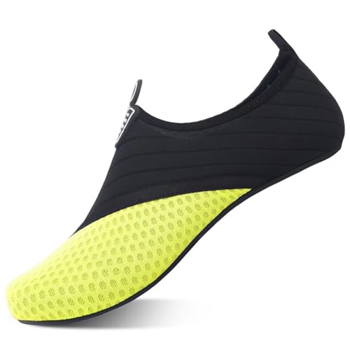 ANFTFH Badeschuhe Wasserschuhe Schwimmschuhe Aquaschuhe Barfußschuhe Strandschuhe Schnell Trocknend Surfschuhe Yoga für Damen Herren PJ Yellow 42/43 EU von ANFTFH