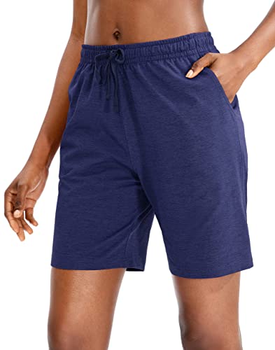 ANFTFH Damen Athletic Sweatshorts Wandershorts Jogginghose Sommer Knielang Shorts Yoga Sport Freizeit Shorts Navy Blau L von ANFTFH