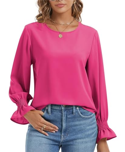 ANFTFH Damen Herbst Tops Casual Rundhalsausschnitt Langarm Tunika Pullover Sweatshirts, Eine Rose, Mittel von ANFTFH