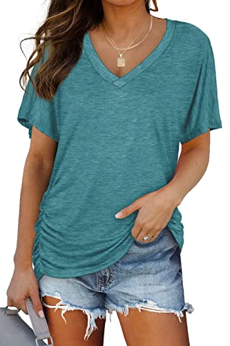 ANFTFH Sommer Kurzarm Damen Activewear T-Shirts für Damen Joggen Yoga Basic Top Shirts Turquoise M von ANFTFH