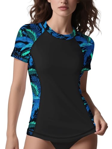 ANGEL CITIZ Damen Stehkragen Kurzarm 1/4 Zip Rashguard Shirt UPF 50+ Sonnenschutz Schwimmen Top S-XXL von ANGEL CITIZ