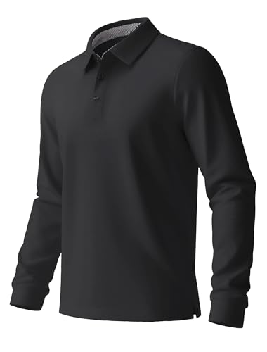 ANGEL CITIZ Herren Langarmshirts Atmungsaktiv Golf Freizeitshirts Poloshirts Outdoorshirts mit 3-Knopfleiste Black M von ANGEL CITIZ