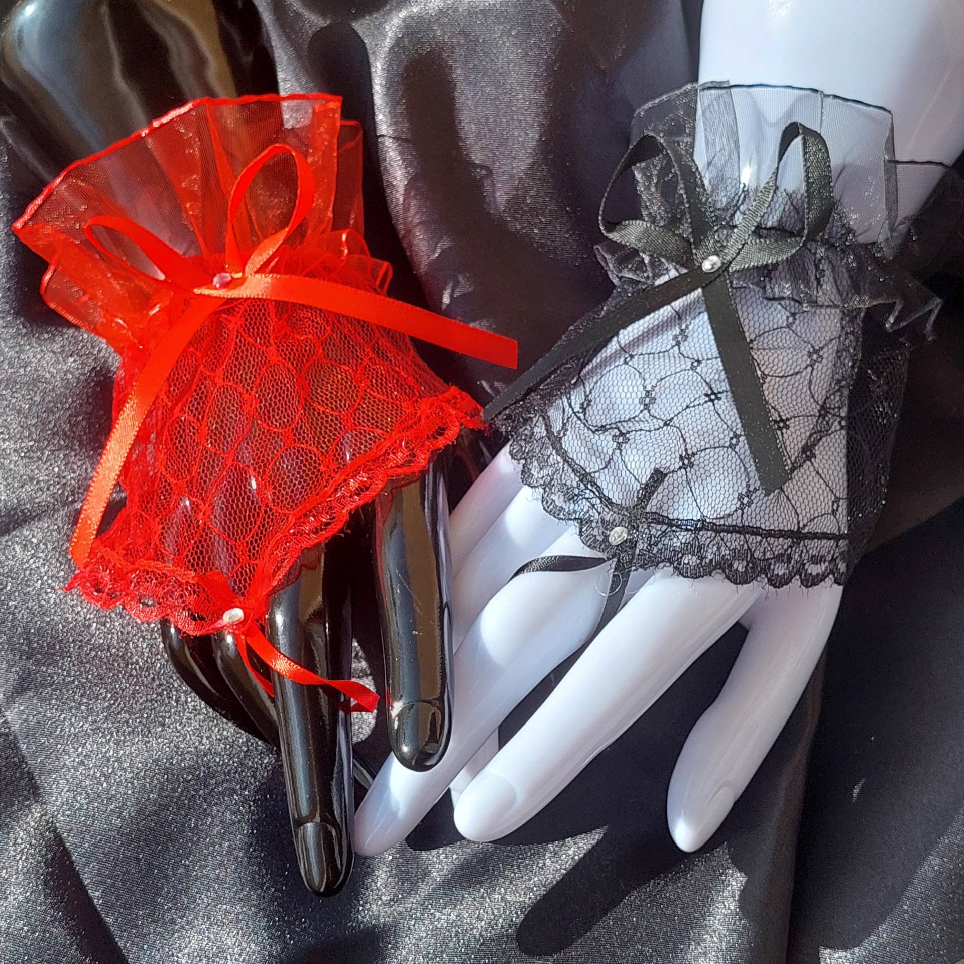 Elegant Lace Fingerless Gloves Gothic-style Evening Accessories For Women's Parties von ANGELENADE