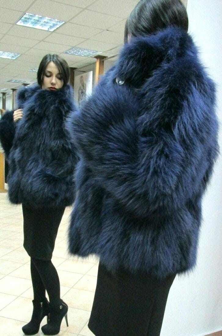 Fuchs Blau Color Pelzjacke Flauschig Bestellen Sie Jede Farbe von ANGELLSFURS