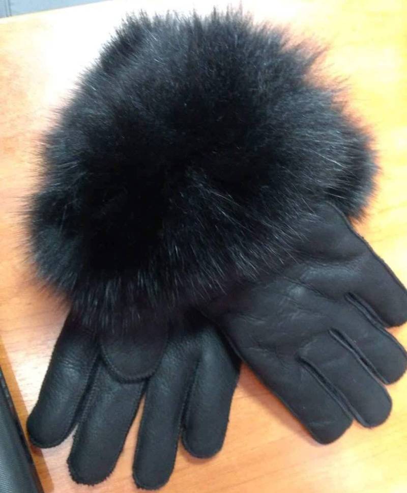Schaffell Handschuhe Mit Fuchsbesatzbrandneu Echtpelz von ANGELLSFURS