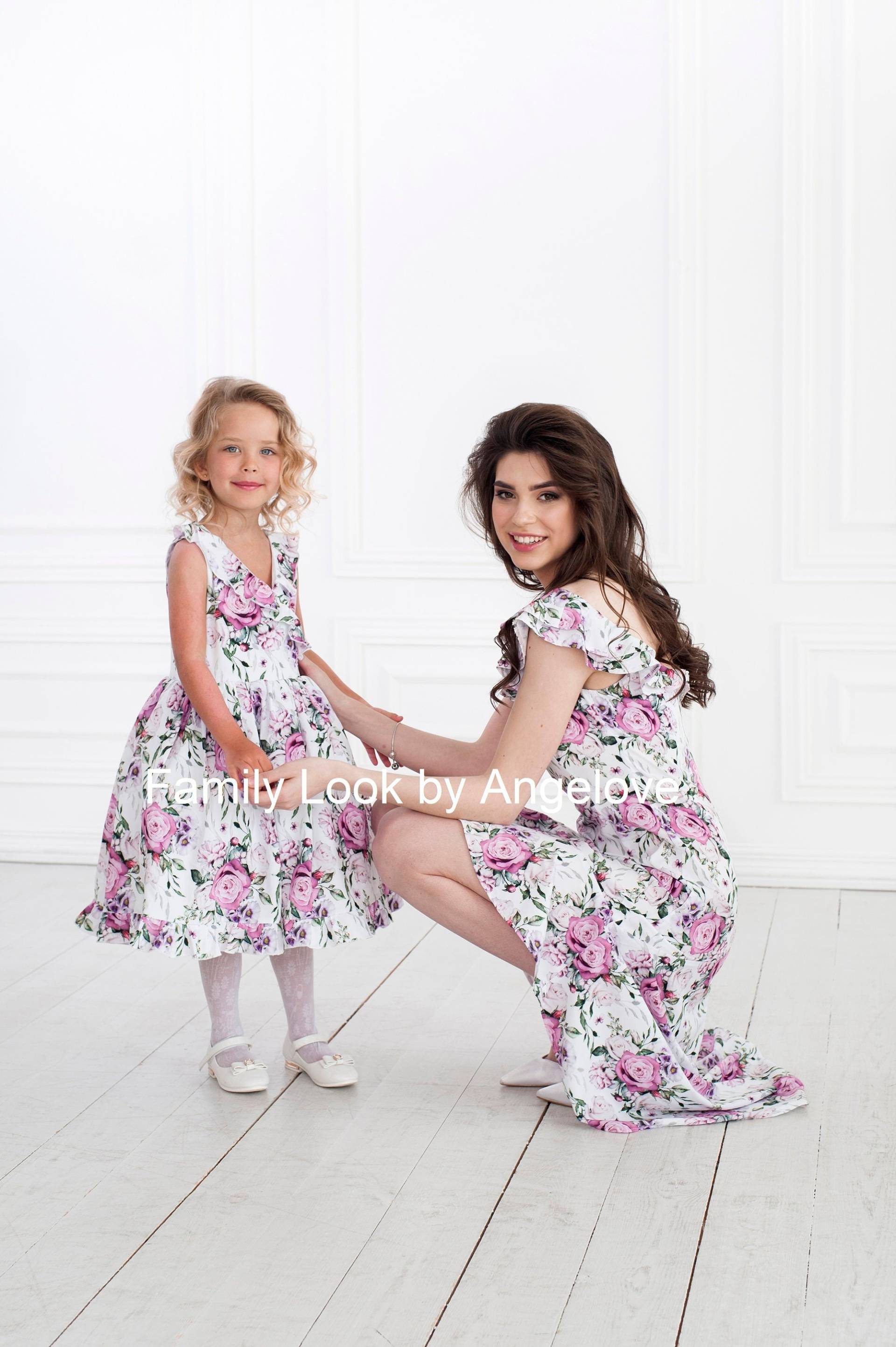 Mama Und Ich Outfits Sommerkleid Floral Passende Mutter Tochter Babygirl Tutu Dressbirthday Kleinkind Erster Geburtstag von ANGELOVEStore