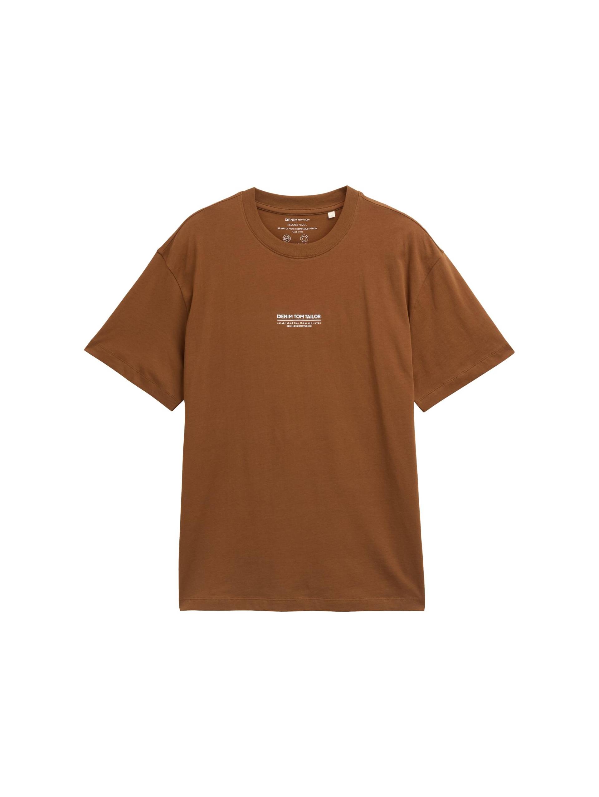 Denim Tom Tailor - Relaxed Fit T-Shirt aus Baumwolle golden clay - Gr. - L von Denim Tom Tailor