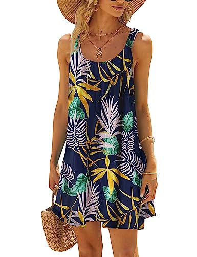 ANGGREK Cover Ups Kleid für Damen Strandkleid Cover Ups Sommer Lässiges T-Shirt Kleid,PAT3,XXL von ANGGREK